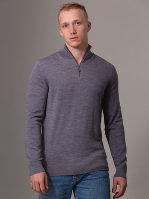 Sweater Merino Rws Quarter Zip Gris Calvin Klein