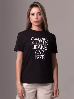 Polera Mixed Logo Regular Negro Calvin Klein