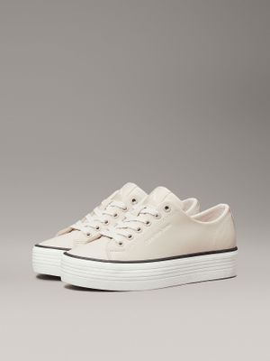 Zapatillas de plataforma de cuero Beige Calvin Klein