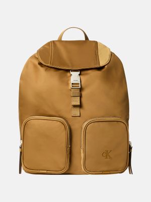 Mochila Y Solapa De Satén Y Nailon Dorado Calvin Klein
