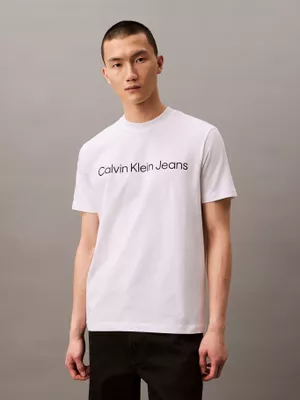 Polera Regular con Logotipo Blanco Calvin Klein