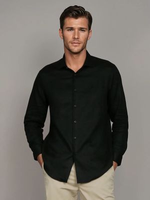 Camisa Slim Cotton Untucked Negro Calvin Klein