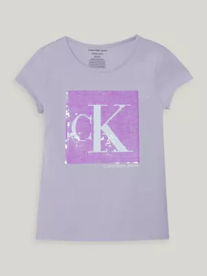 Polera Niña Monogram Sequin Lila Calvin Klein
