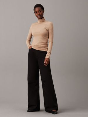 Imagen 2 del producto Sweater Modal Rib Mock Neck Beige Calvin Klein
