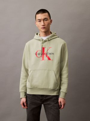 Polerón con Gorro Monograma Verde Calvin Klein