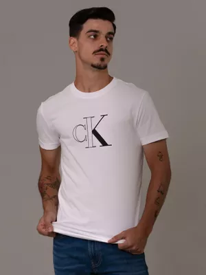 Polera Outline Monologo Blanco Calvin Klein