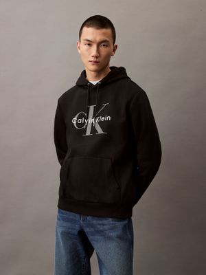 Polerón con Gorro Monograma Negro Calvin Klein