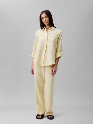 Pantalón Gasa Doble Elástica Amarillo Calvin Klein