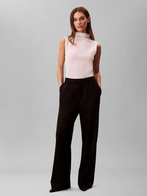 Pantalón De Punto Ponte Pierna Ancha Negro Calvin Klein