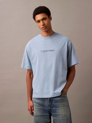 Polera Relaxed con Logo Celeste Calvin Klein