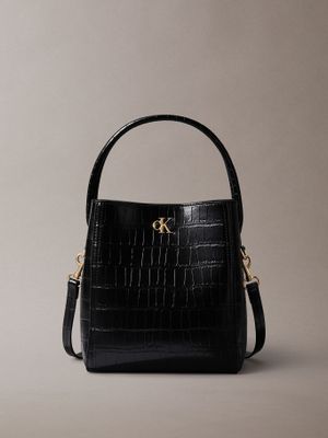 Imagen 1 del producto Cartera Bucket Cuero Cocodrilo Negro Calvin Klein