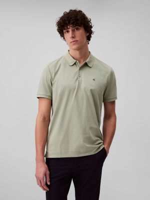 Polo con Monograma Bordado Verde Calvin Klein