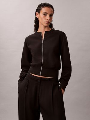 Blusa De Crepé Elástico C Cremallera Negro Calvin Klein