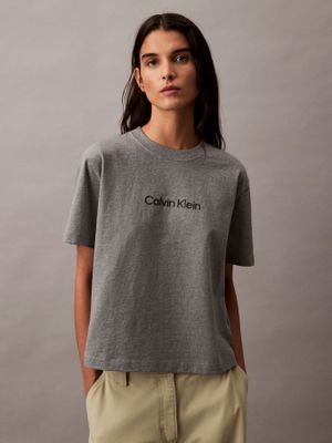 Polera Relaxed Logo Estándar Gris Calvin Klein