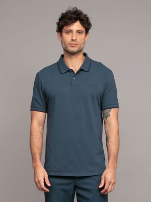 Polo piqué de algodón Azul Calvin Klein