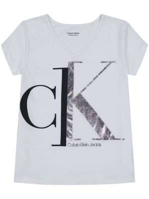 Polera Niña Spli Monogram Blanco Calvin Klein