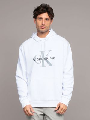 Polerón con Gorro Monograma Blanco Calvin Klein