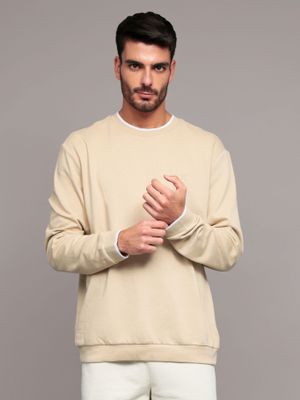 Polerón con Ribetes Contrastantes Beige Calvin Klein