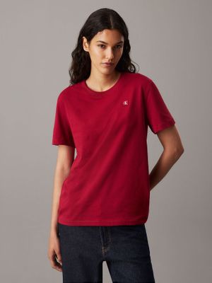 Polera Ck Embro Badge Regular Rojo Calvin Klein
