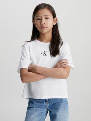 Polera Niña Ck Logo Boxy Blanco Calvin Klein