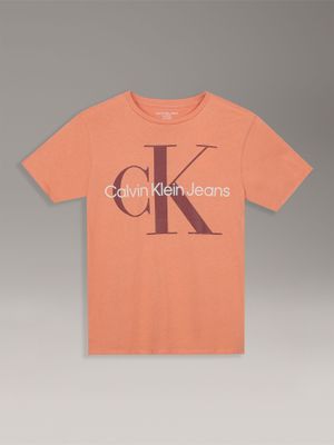 Polera Classic Monograma Para Niño Naranja Calvin Klein