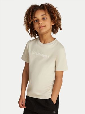 Polera Niño Logo Beige Calvin Klein