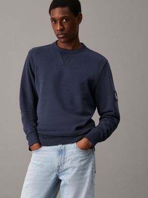 Polerón Badge Crew PK Neck Azul Calvin Klein