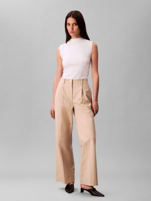 Pantalones Chino De Pierna Ancha Café Calvin Klein