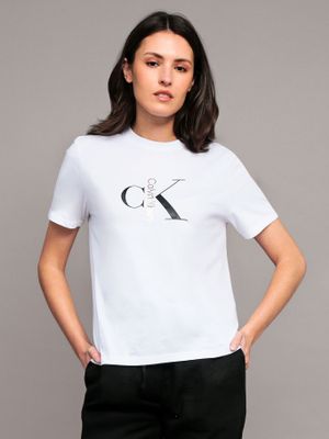 Polera Classic Con Monograma Blanco Calvin Klein