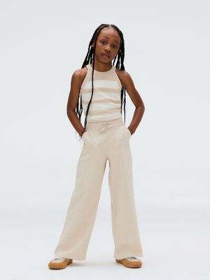 Pantalón Niña Linen Blend Beige Calvin Klein