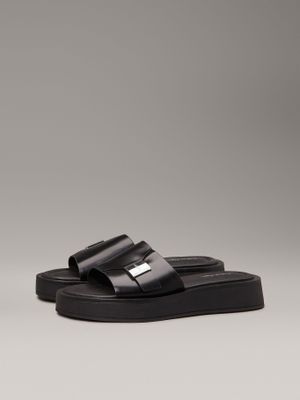 Imagen 1 del producto Sandalias de Cuero Flatform Negro Calvin Klein