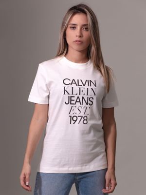 Polera Mixed Logo Regular Blanco Calvin Klein