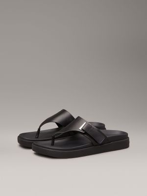 Sandalias de Cuero Eyelet Negro Calvin Klein