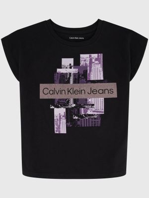 Polera Niña City Collage Negro Calvin Klein