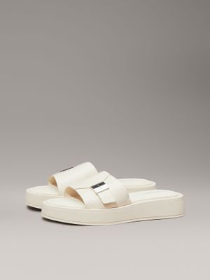 Sandalias de Cuero Flatform Beige Calvin Klein