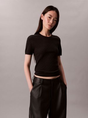 Blusa En Tejido Calado Negro Calvin Klein