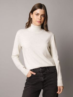 Imagen 1 del producto Sweater De Cuello Alto y Lana Merino Beige Calvin Klein