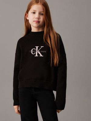 Sweater Niña Monologo Negro Calvin Klein
