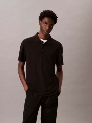 Polo Elástico con Rayas Negro Calvin Klein