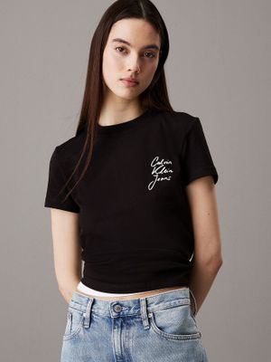 Polera slim y logo Negro Calvin Klein