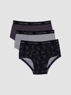 Pack 3 Slips Niño Cotton Classic Gris Calvin Klein
