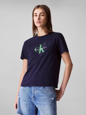 Polera Clásica Monogram Hero Azul Calvin Klein