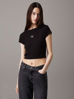 Polera Woven Label Rib Baby Negro Calvin Klein