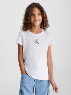 Polera Niña Micro Monogram Blanco Calvin Klein