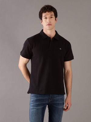 Polo manga corta con etiqueta tejida Negro Calvin Klein