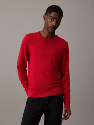 Sweater Merino Rws Crew Neck Sweater Rojo Calvin Klein