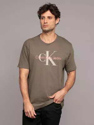Polera Monogram Crew Cafe Calvin Klein