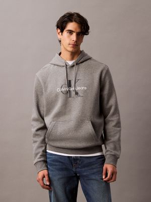 Polerón con Gorro Monograma Gris Calvin Klein