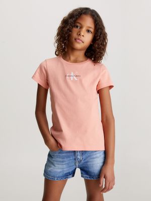 Polera Niña Micro Monogram Rosado Calvin Klein