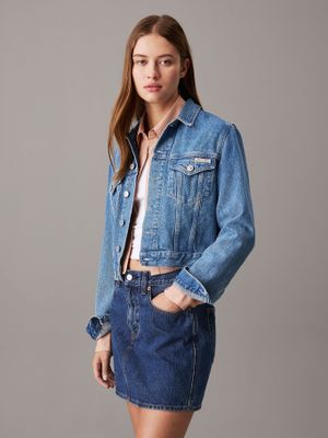 Chaqueta denim cropped 90-s Azul Calvin Klein